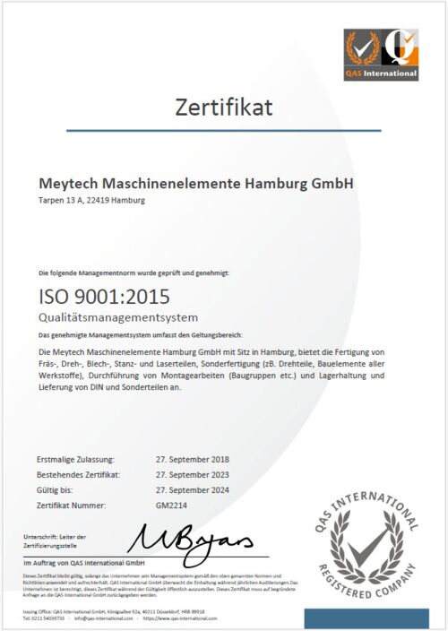 Wir sind nach DIN ISO 9001:2015 zertifiziert!